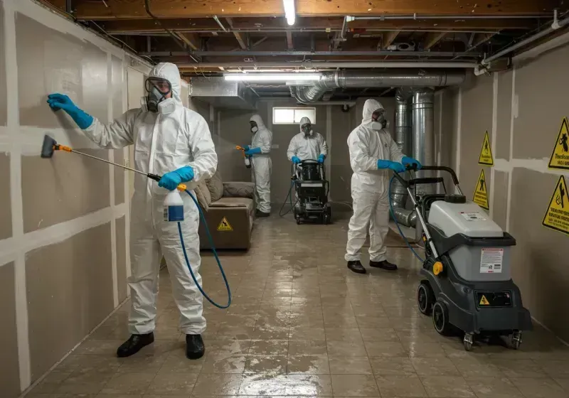 Basement Moisture Removal and Structural Drying process in South Huntington, NY